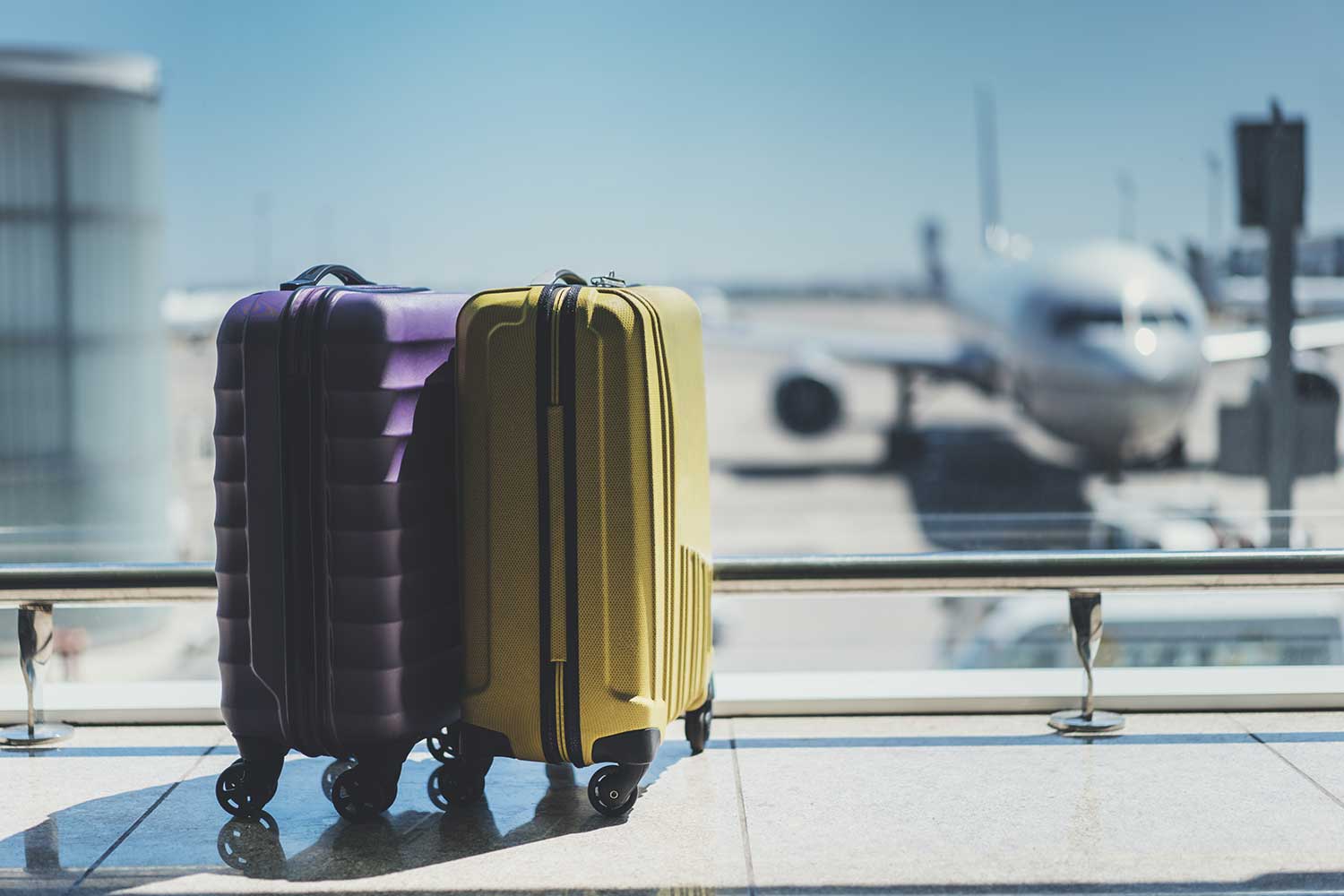 luggage in airport terminal