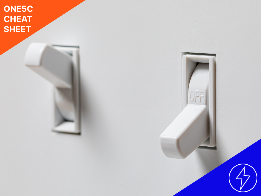 two light switches, one on, one off