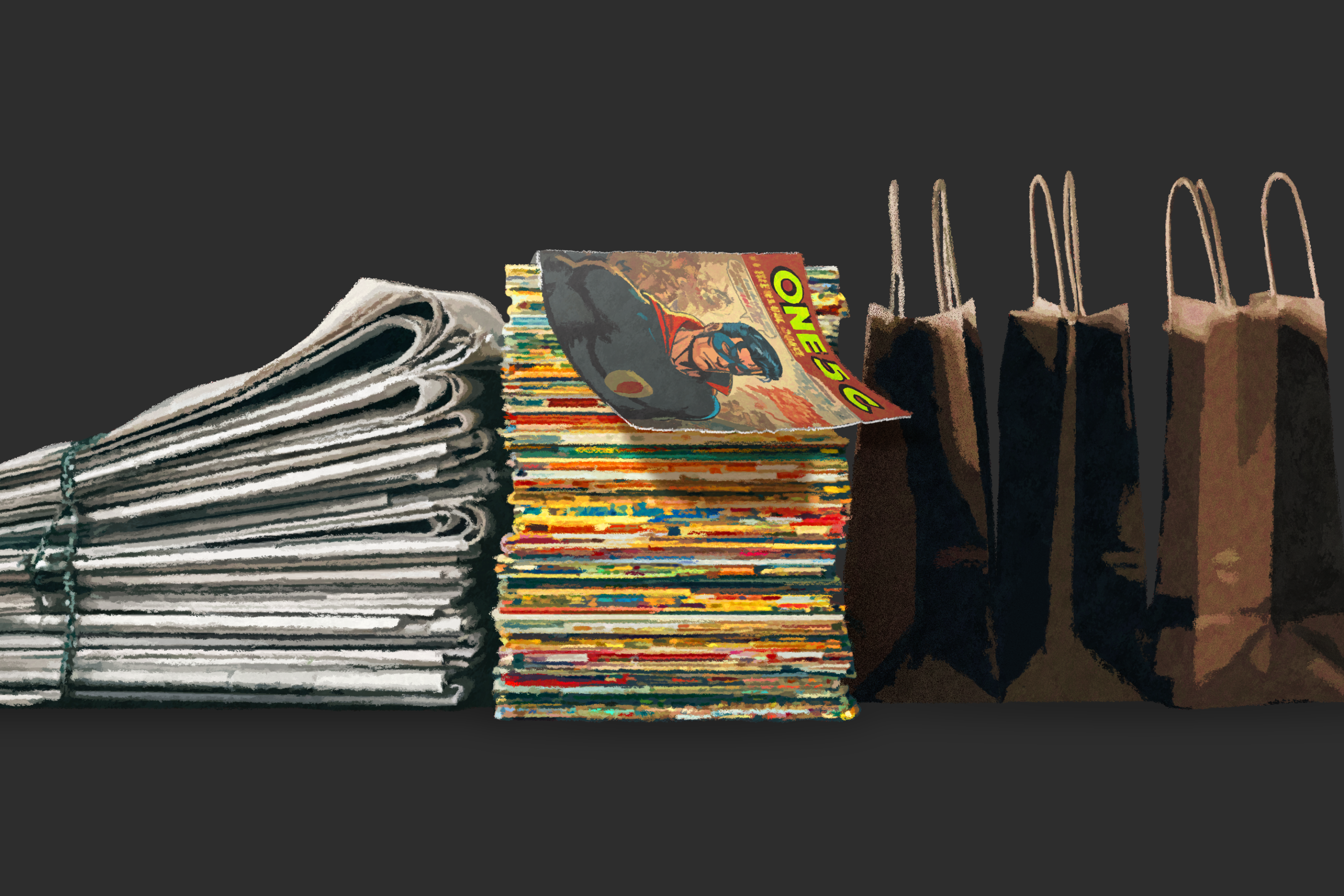 gift wrap variations newspapers bags comic bookx