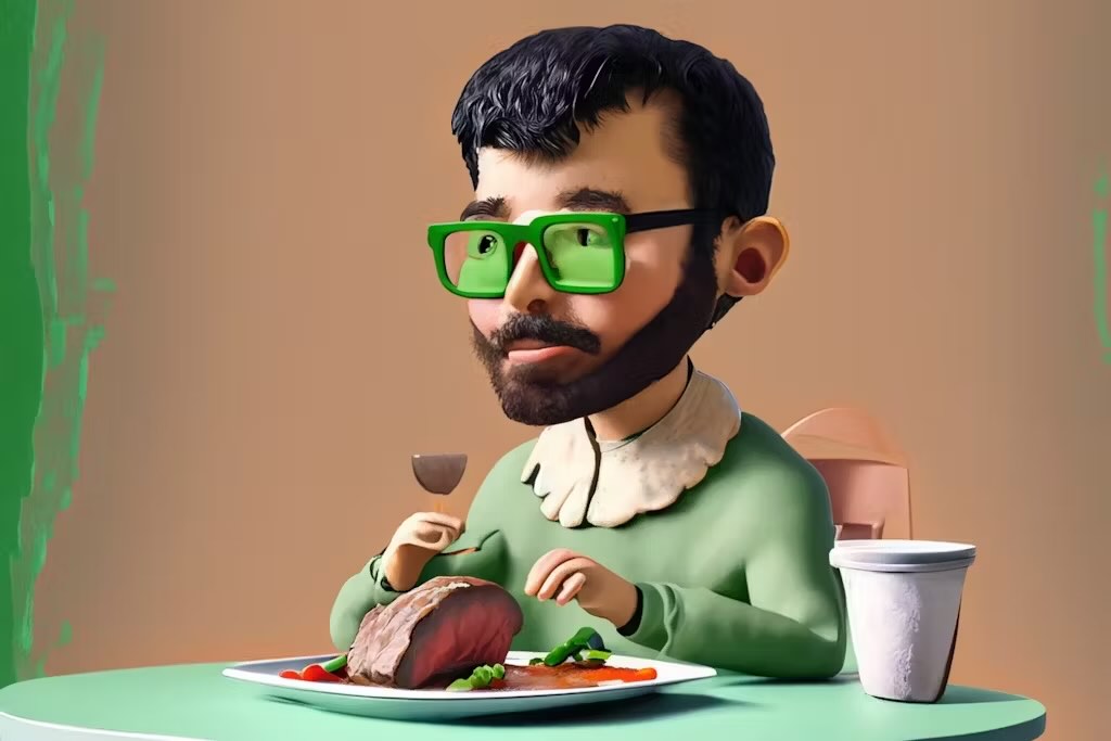 claymation elf eating meat
