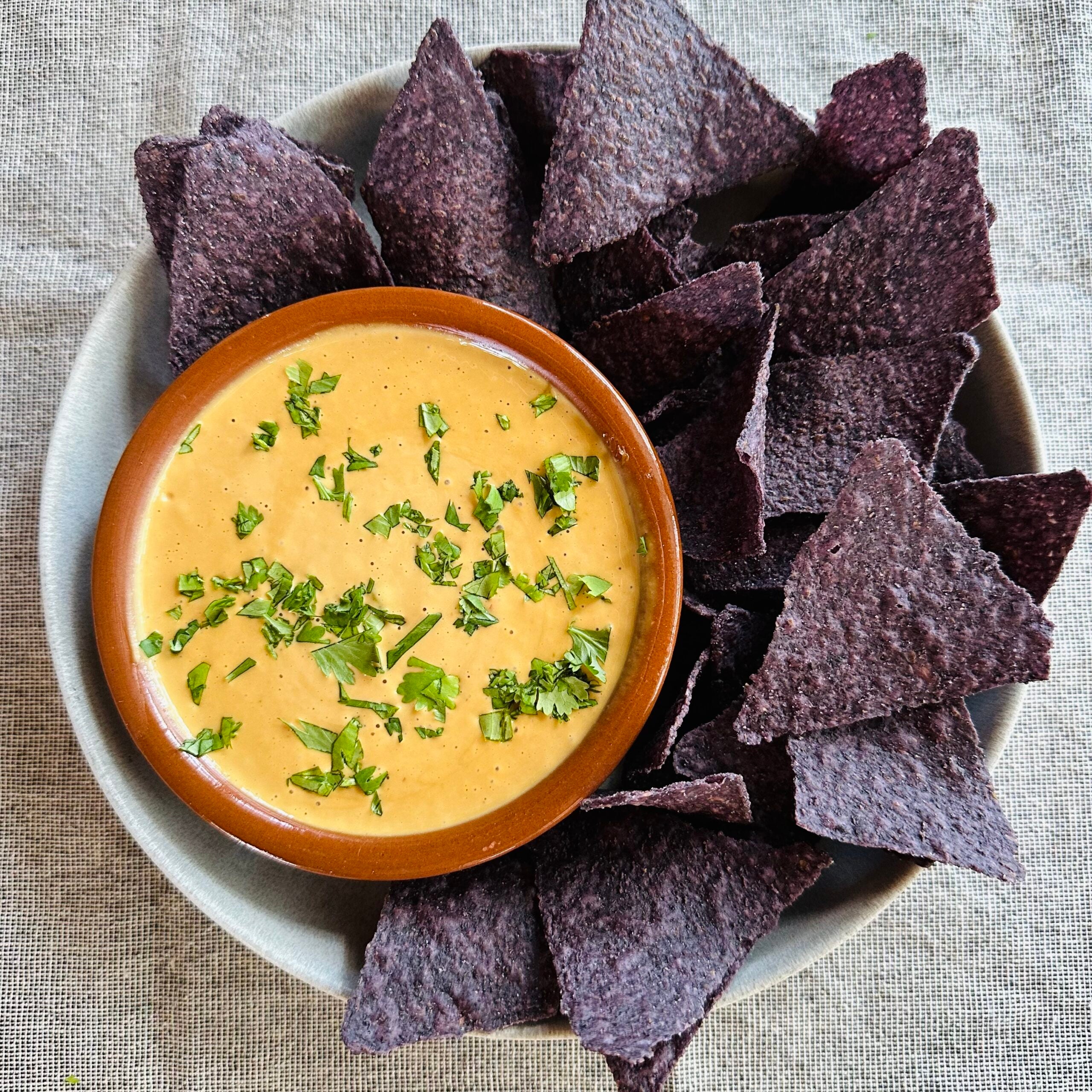 cashew cheese sauce with tortilla chips