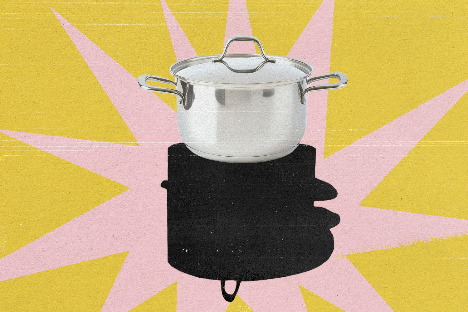 Pot on top of silhouette of cooktop device
