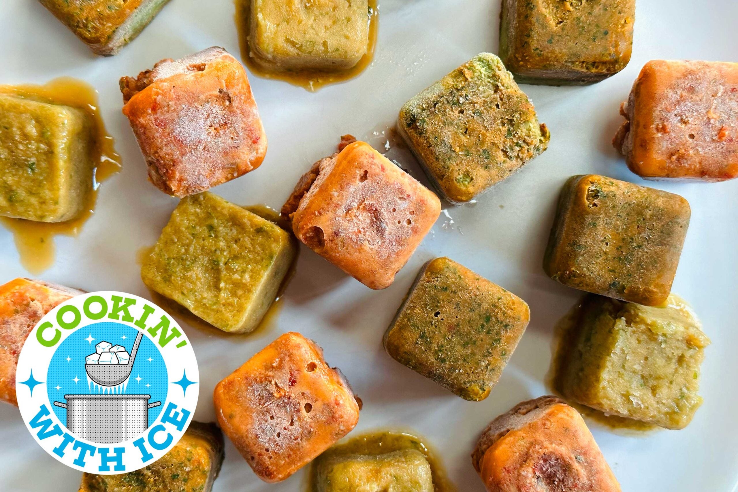 sauces frozen into cubes