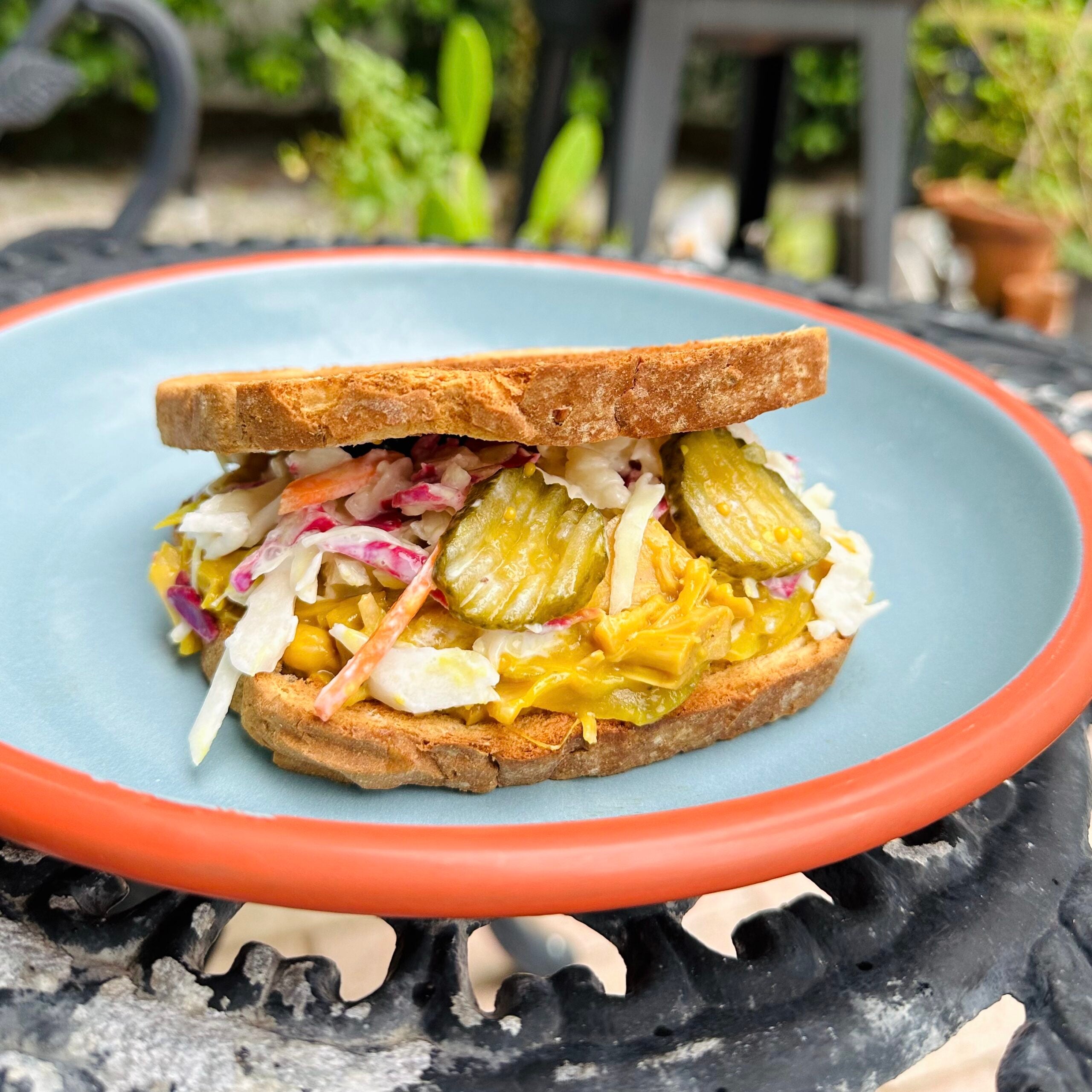 pulled jackfruit sandwich