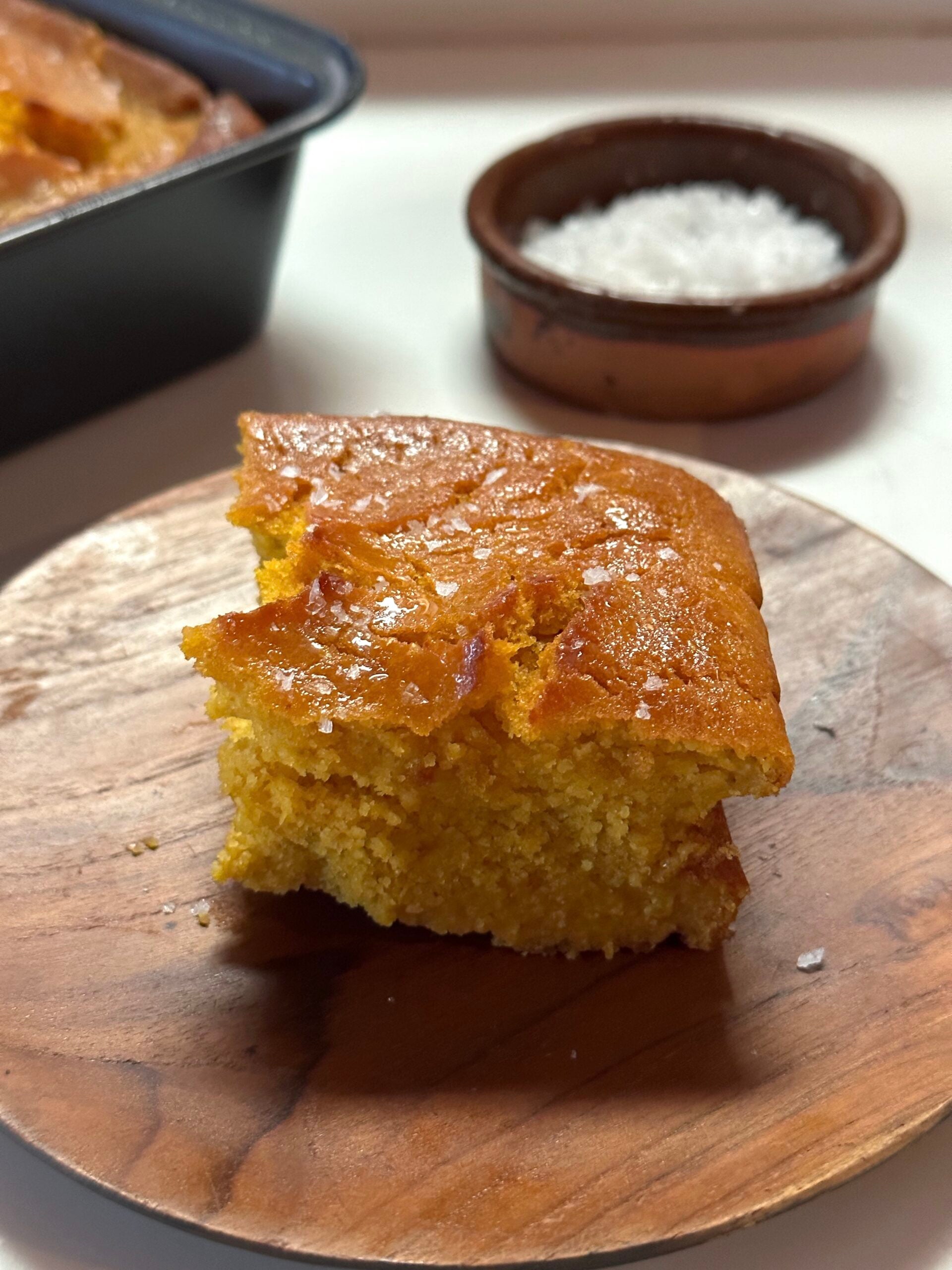 maple cornbread piece on plate