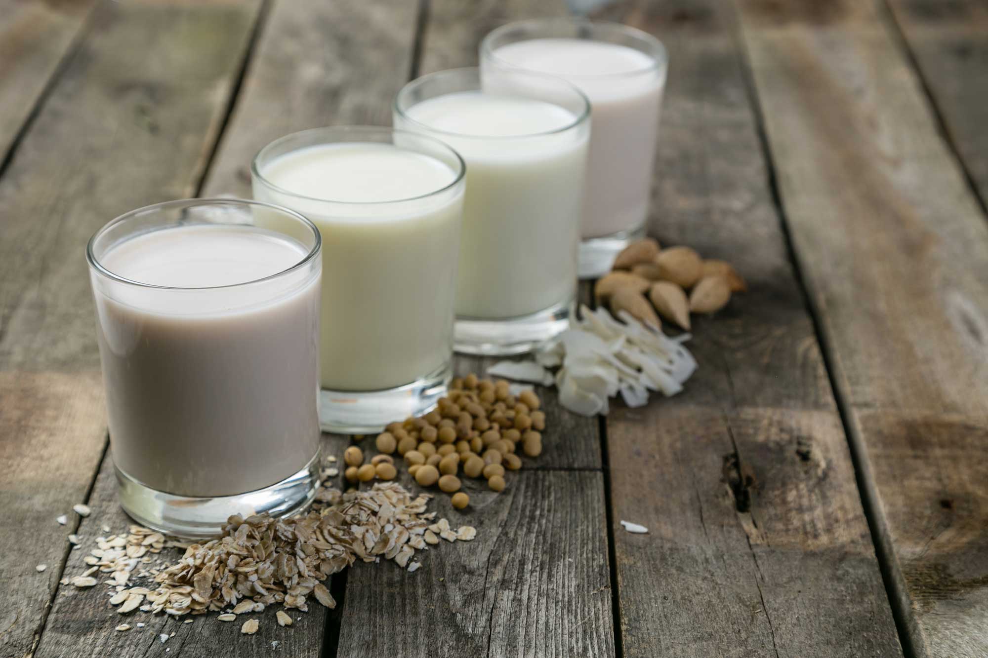 glasses of nondairy milks