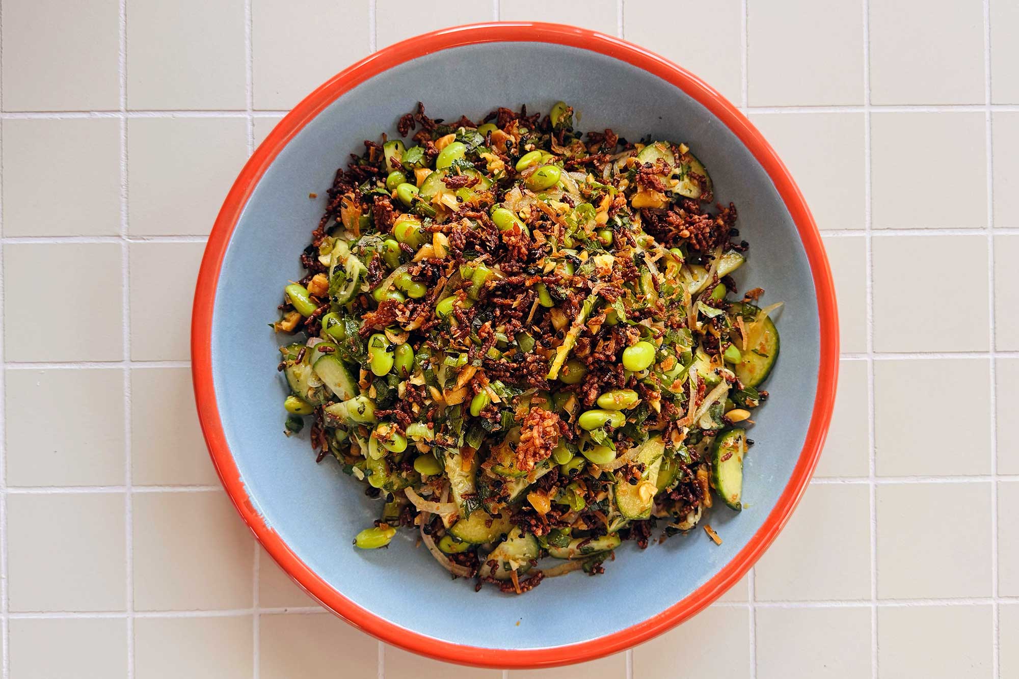 crispy rice salad in bowl
