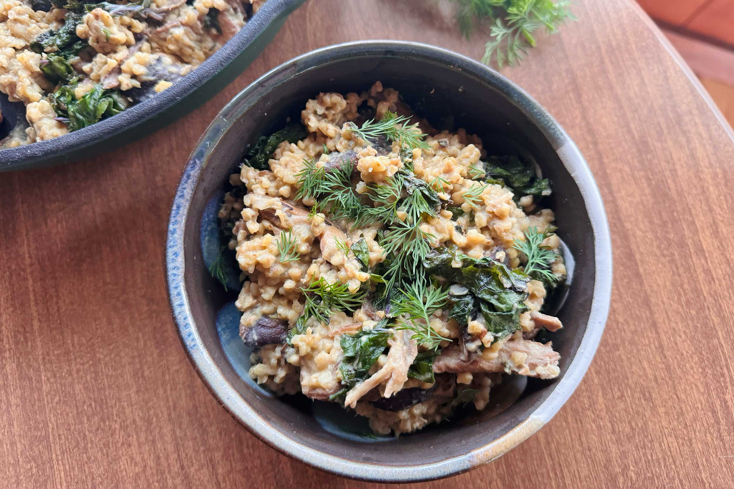 bowl of wild mushroom and buckwheat risotto