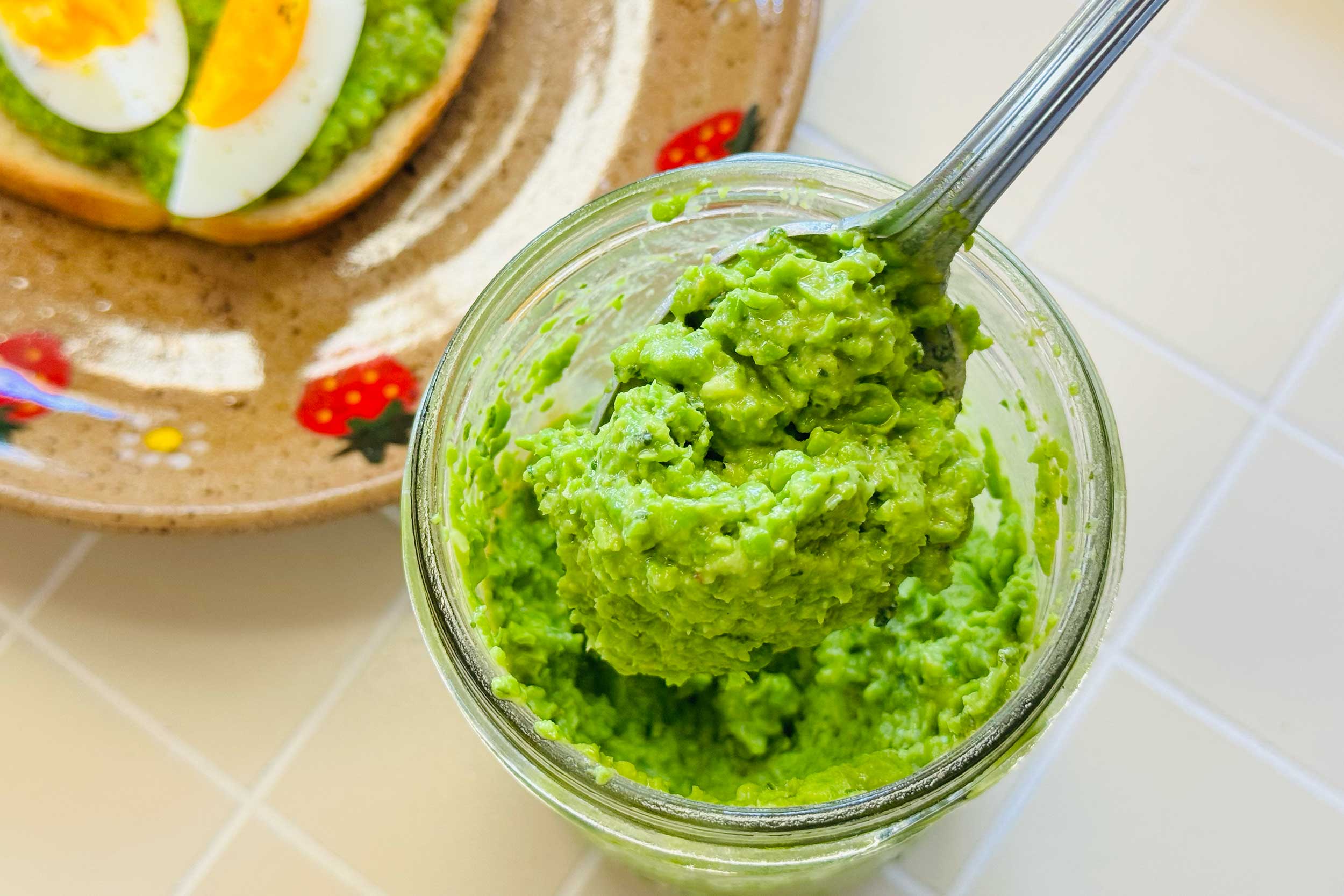 jar of pea pesto