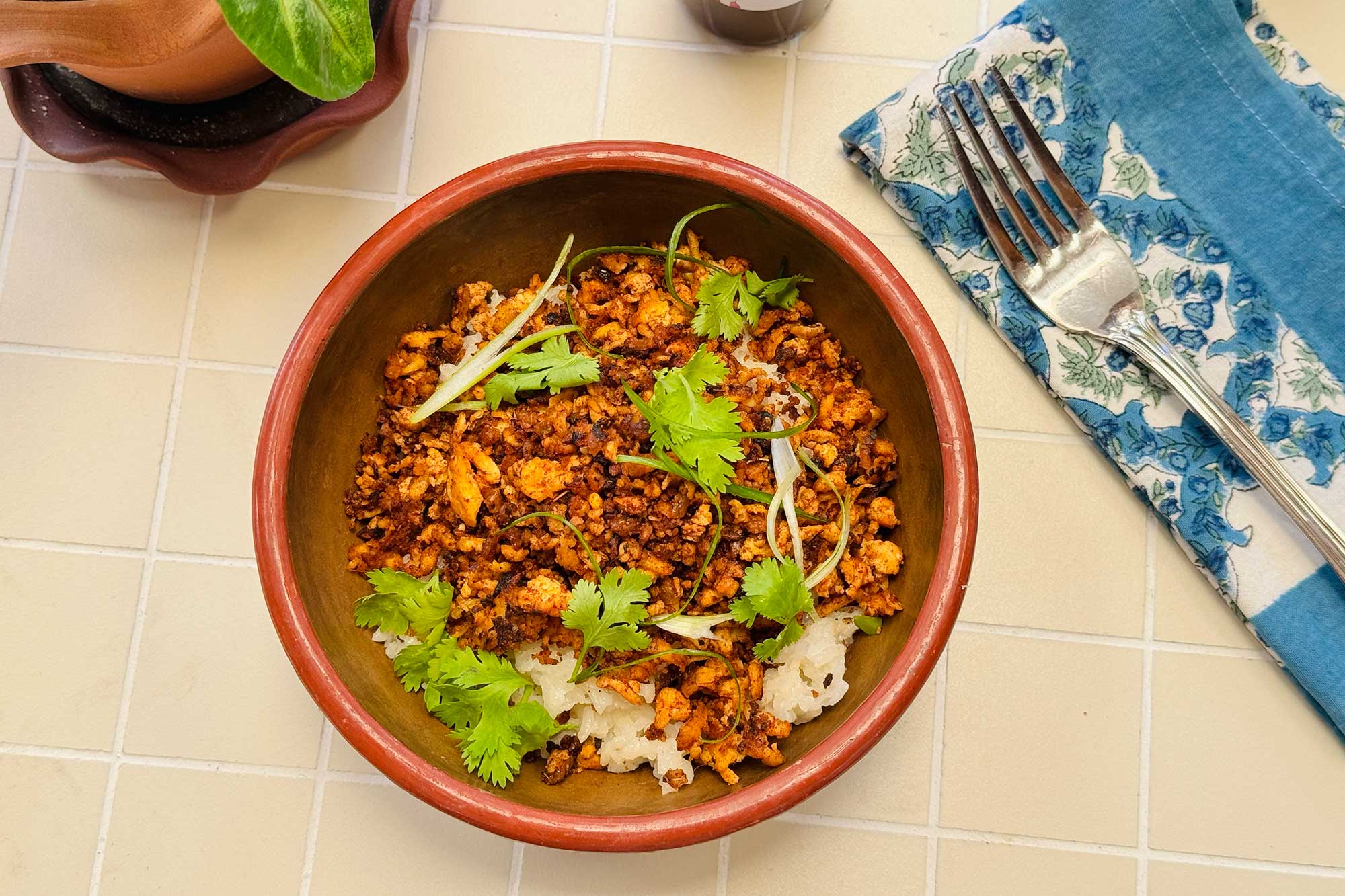 bowl of tofu chorizo