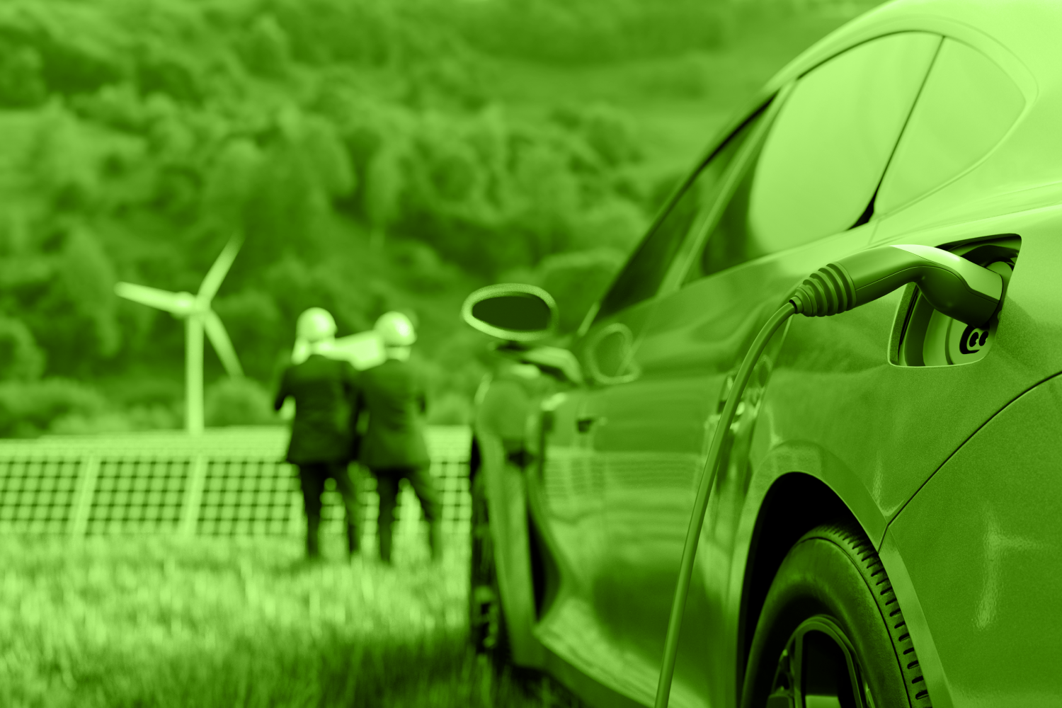 concept photo of EV wind and solar