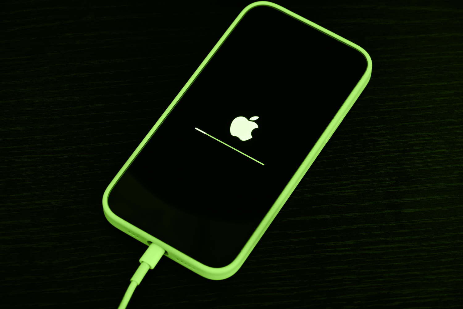 iPhone plugged in charging and updating