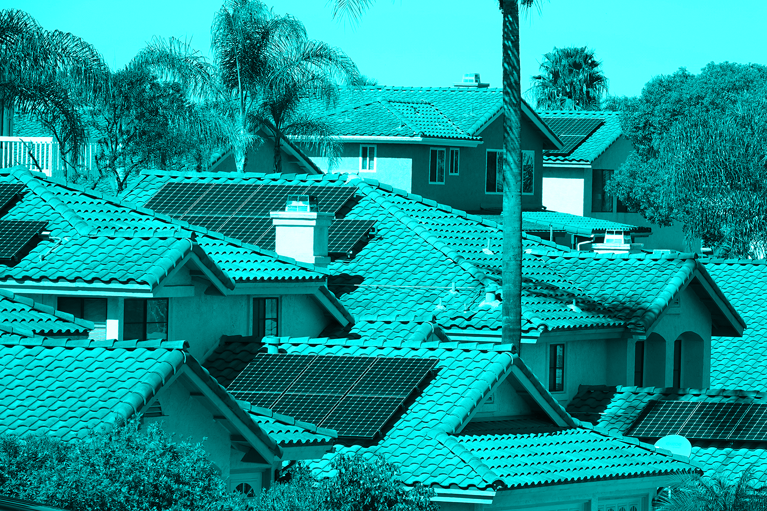 Solar panels on rooftops in California