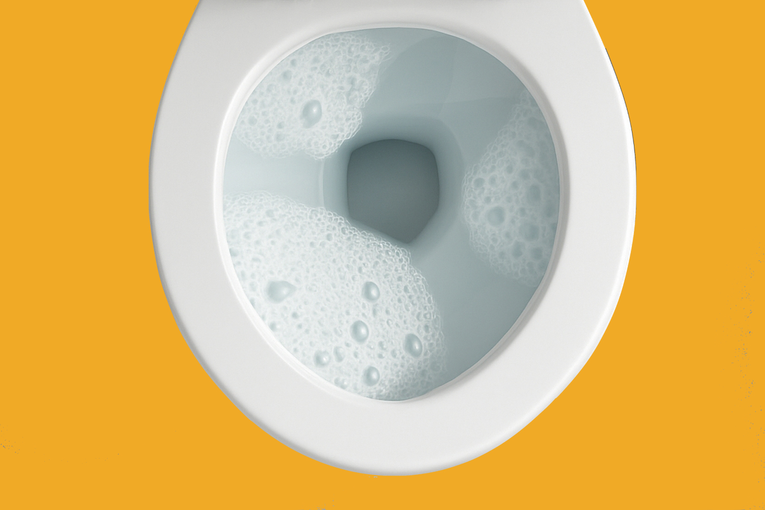 Toilet bowl with sudsy clean water