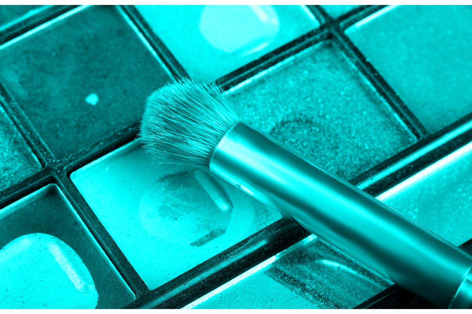 used up eyeshadows with brush