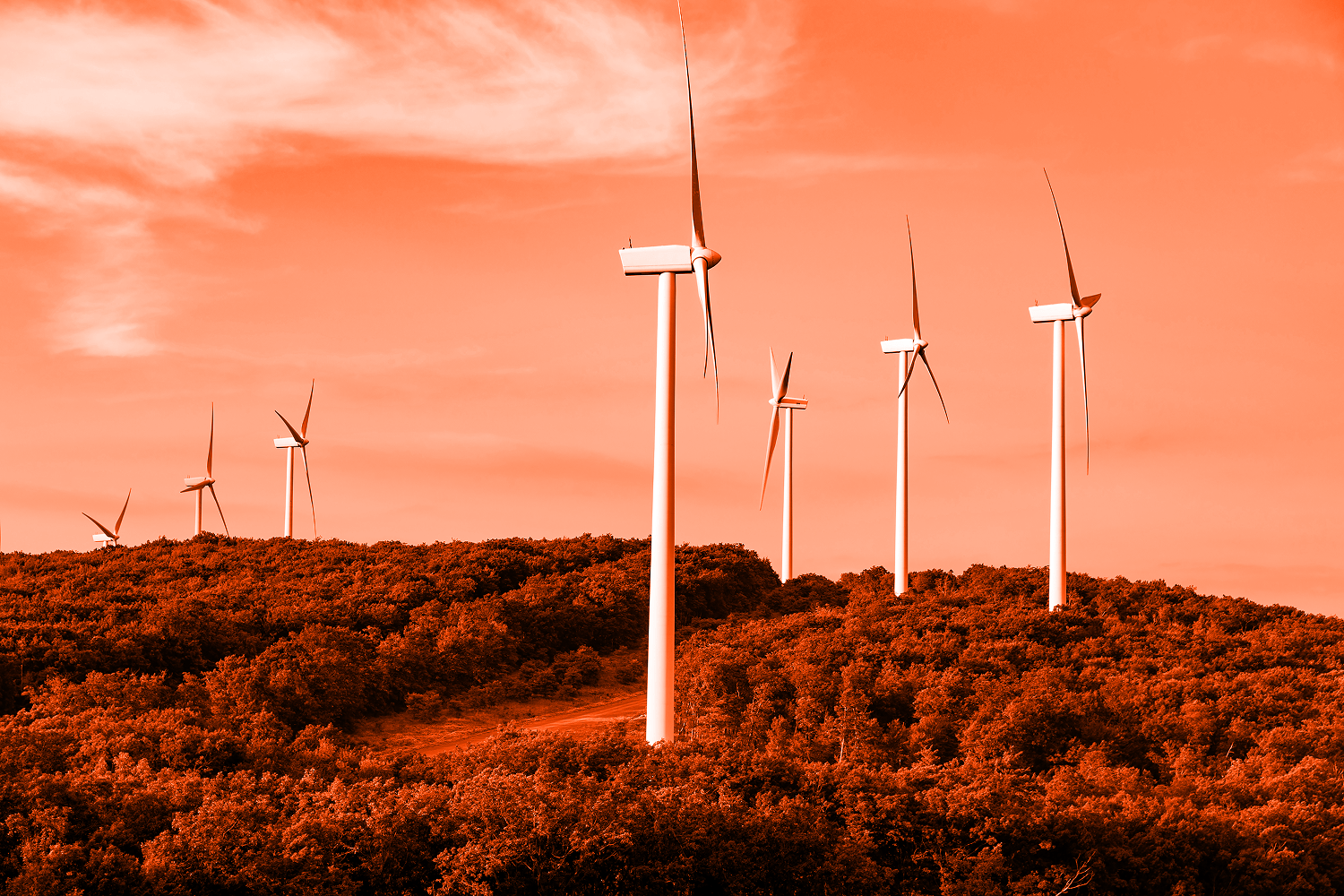 Wind turbines on top of a hill in West Virginia