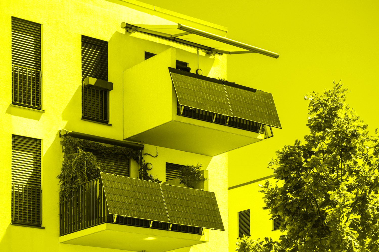 A modern apartment building equipped with balcony solar
